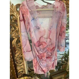 Mesh Marbeled Deep V Cover Up Sz M/L